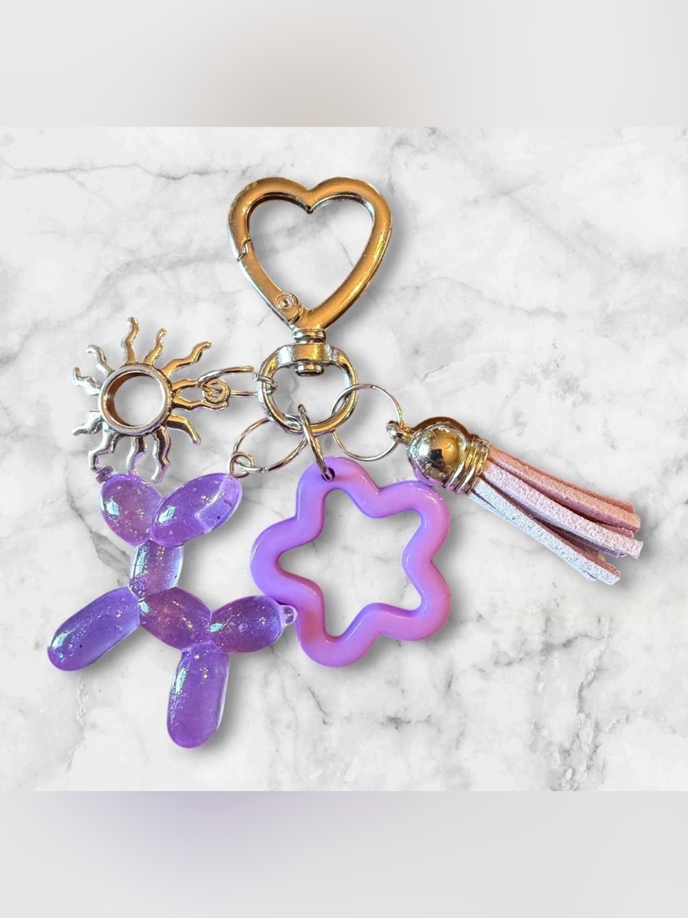 Purple Balloon Animal & Star Bag Charm /Keychain with Tassel